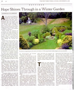 Hope Shines Through in a Winter Garden - NY Times