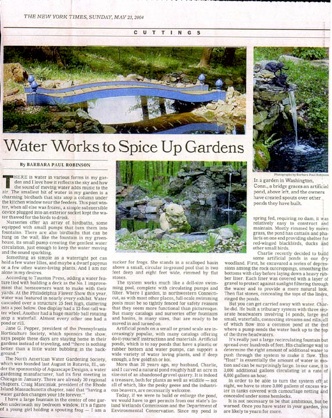 Water Works to Spice up Gardens - NY Times 2004