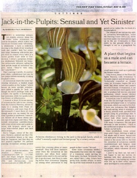 Jack in the Pulpits: Sensual and yet Sinister - NY Times